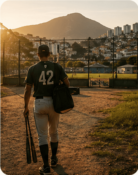 Atletas de beisebol reunidos